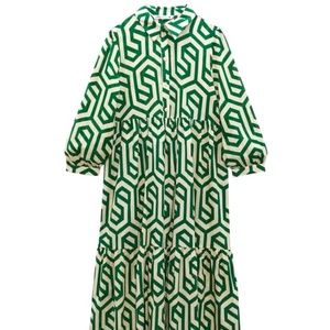 Zara Green Geometric Print Long Dress